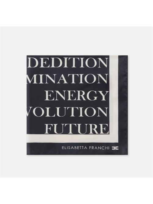 LETTERING PRINT SCARF ELISABETTA FRANCHI | FO19F61E2685 nero/burro